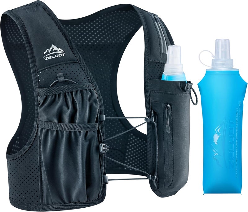 Zelvot Running Vest for Women Men, USA Original Patent, Adjustable Chest Straps Running Hydration Vest with 500ml Soft Flask, Lightweight Reflective Hydration Backpack for Marathon - Image 1